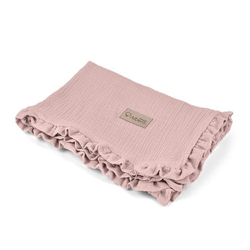 שמיכת מוסלין עם מלמלה בצבע ורוד עתיק