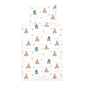 סט מצעים לתינוק: ציפה וציפית מסיבת חיות - 2 חלקים למיטת תינוק