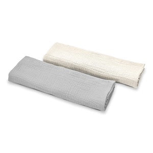 סט 2 חיתולי בד איכותיים- אפור בהיר ולבן