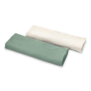 סט 2 חיתולי בד איכותיים- ירוק ולבן