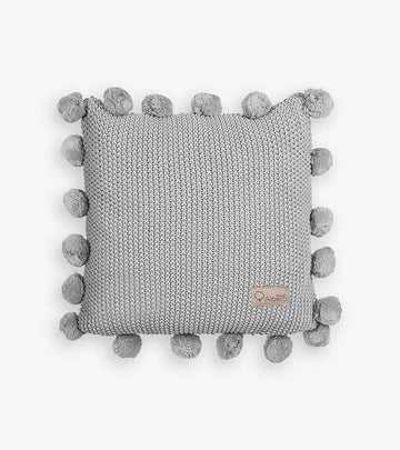 כרית פונפונים אפור