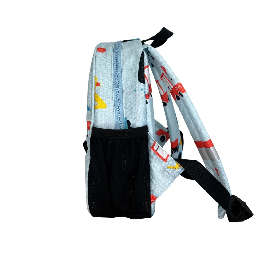 תיק לגן - תכלת עם הדפס טרקטורים