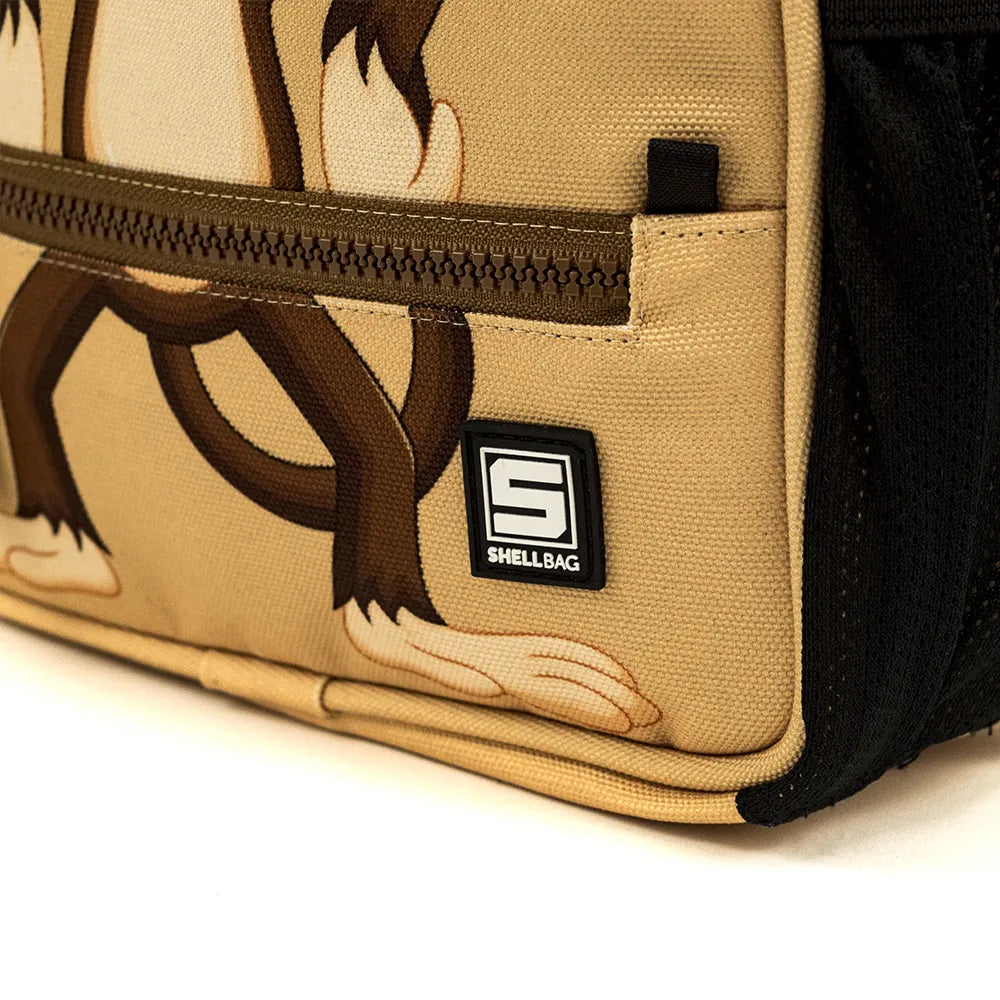 תיק גב מעוצב - בז' עם הדפס קוף